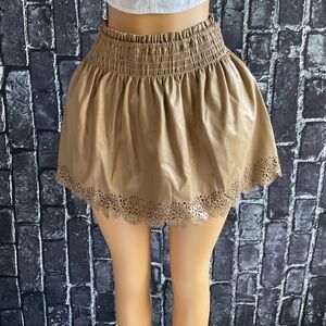 Mustard Seed Tan Bubble Mini Skirt Smocked Casual
